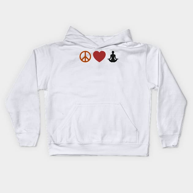 Peace Love Yoga 2 Kids Hoodie by Art by Awais Khan